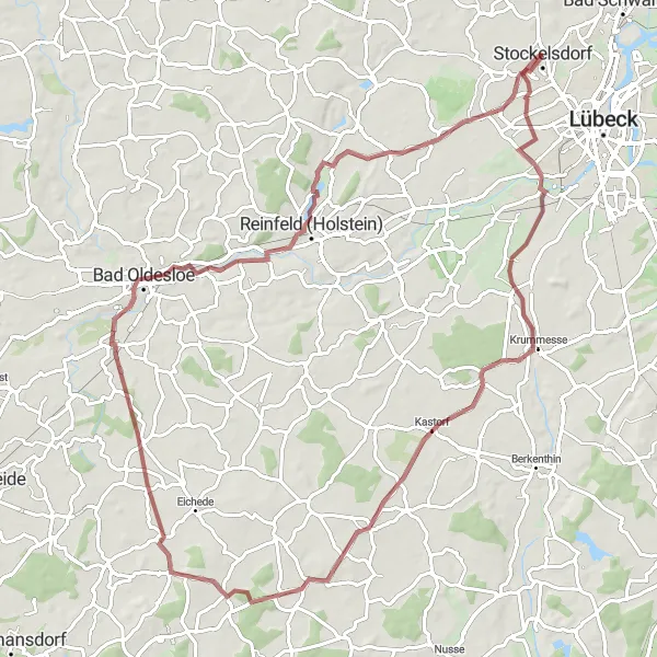 Map miniature of "The Gravel Adventure" cycling inspiration in Schleswig-Holstein, Germany. Generated by Tarmacs.app cycling route planner