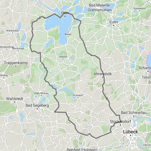 Karten-Miniaturansicht der Radinspiration "Tour durch Plön und Glasau" in Schleswig-Holstein, Germany. Erstellt vom Tarmacs.app-Routenplaner für Radtouren