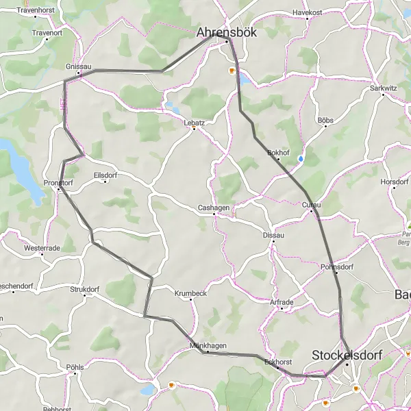 Karten-Miniaturansicht der Radinspiration "Road-Tour nach Ahrensbök" in Schleswig-Holstein, Germany. Erstellt vom Tarmacs.app-Routenplaner für Radtouren