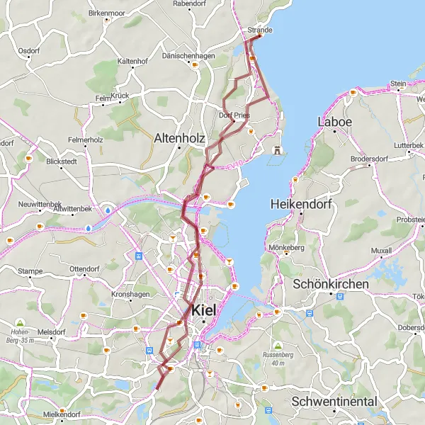 Map miniature of "Gravel Loop to Historical Sites" cycling inspiration in Schleswig-Holstein, Germany. Generated by Tarmacs.app cycling route planner