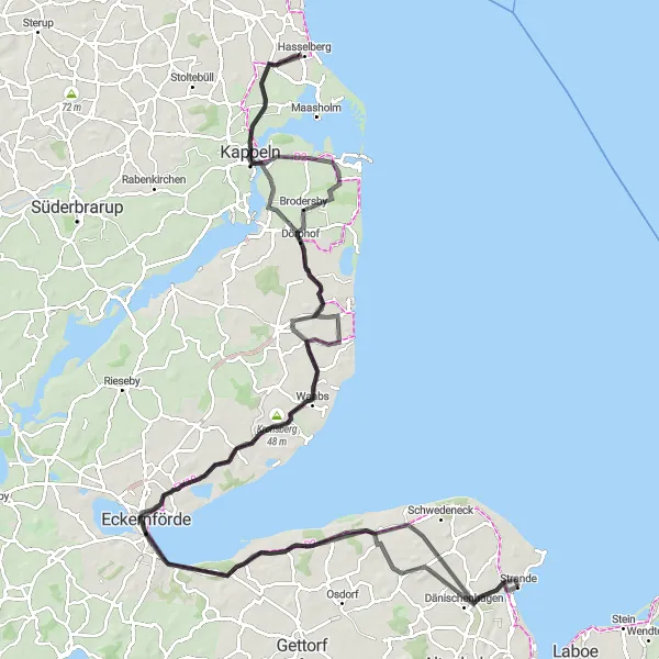 Map miniature of "Explore Eckernförde" cycling inspiration in Schleswig-Holstein, Germany. Generated by Tarmacs.app cycling route planner