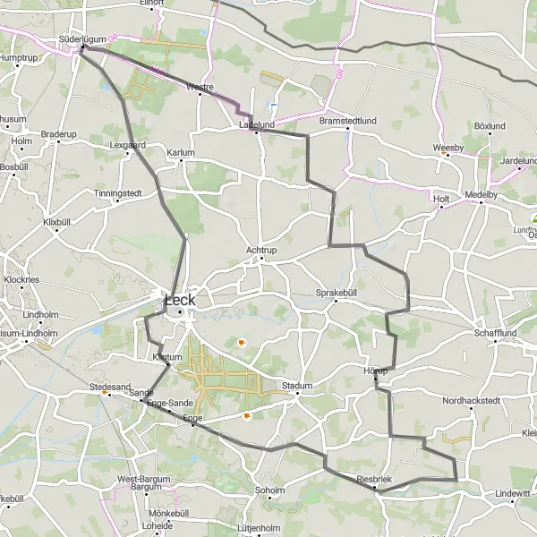 Map miniature of "Klintumer Berg Loop" cycling inspiration in Schleswig-Holstein, Germany. Generated by Tarmacs.app cycling route planner