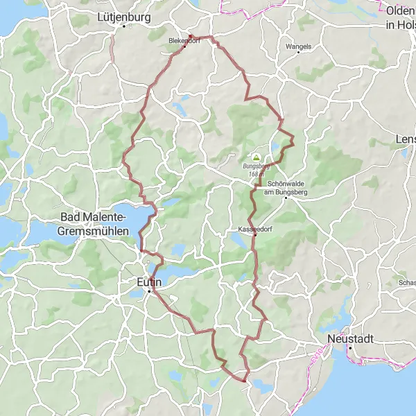 Map miniature of "The Gravel Adventure" cycling inspiration in Schleswig-Holstein, Germany. Generated by Tarmacs.app cycling route planner