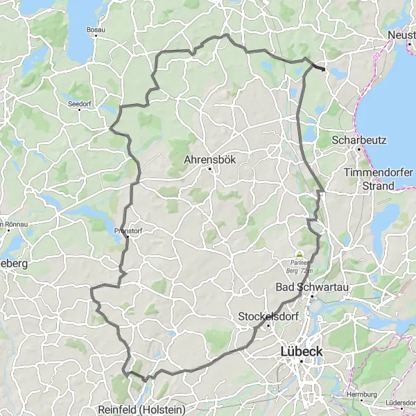 Karten-Miniaturansicht der Radinspiration "Radtour durch Pönitz und Gnissau" in Schleswig-Holstein, Germany. Erstellt vom Tarmacs.app-Routenplaner für Radtouren