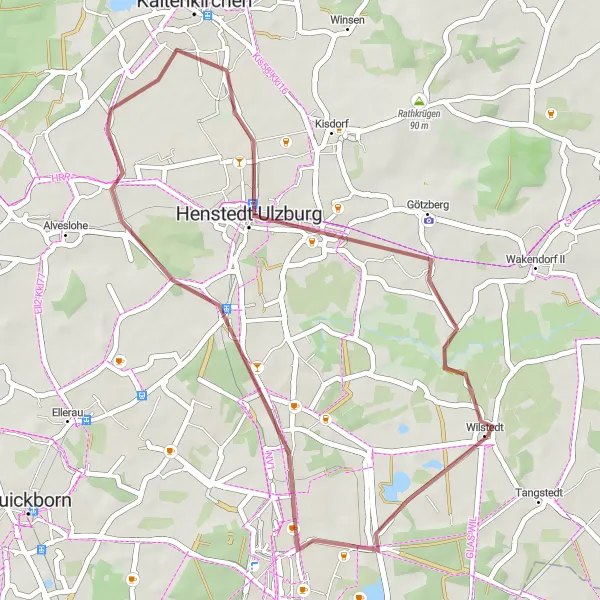 Map miniature of "Kaden Loop" cycling inspiration in Schleswig-Holstein, Germany. Generated by Tarmacs.app cycling route planner