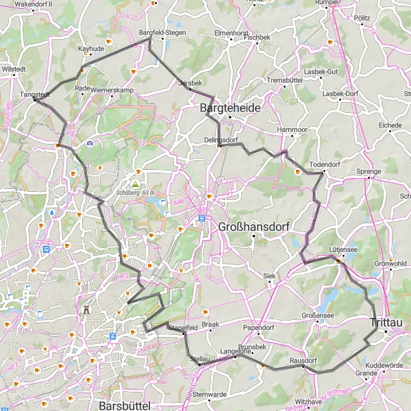 Karten-Miniaturansicht der Radinspiration "Historische Sehenswürdigkeiten entlang der Strecke" in Schleswig-Holstein, Germany. Erstellt vom Tarmacs.app-Routenplaner für Radtouren