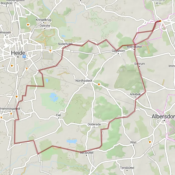 Map miniature of "Welmbüttel Gravel Route" cycling inspiration in Schleswig-Holstein, Germany. Generated by Tarmacs.app cycling route planner