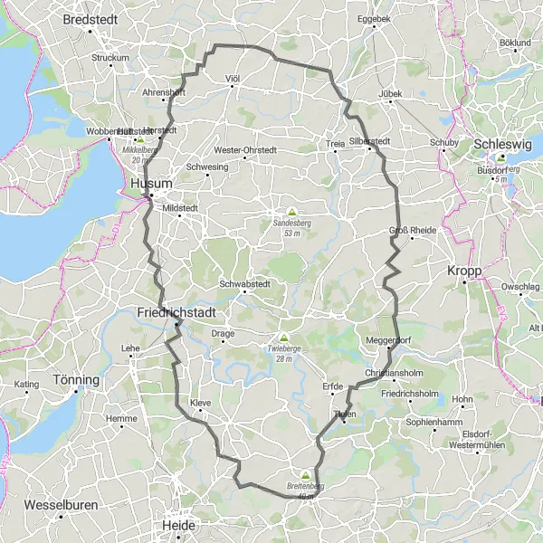 Map miniature of "Friedrichstadt Scenic Road Route" cycling inspiration in Schleswig-Holstein, Germany. Generated by Tarmacs.app cycling route planner