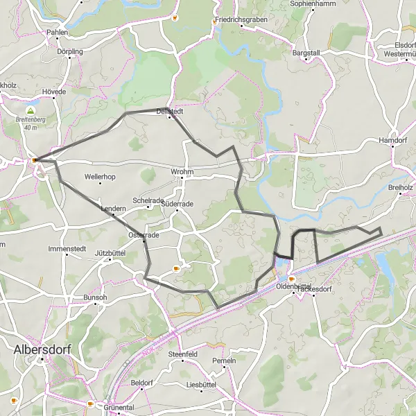 Karten-Miniaturansicht der Radinspiration "Entspannte Fahrt durch die norddeutsche Marsch" in Schleswig-Holstein, Germany. Erstellt vom Tarmacs.app-Routenplaner für Radtouren