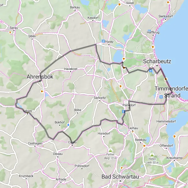 Karten-Miniaturansicht der Radinspiration "Tour durch Ahrensbök" in Schleswig-Holstein, Germany. Erstellt vom Tarmacs.app-Routenplaner für Radtouren