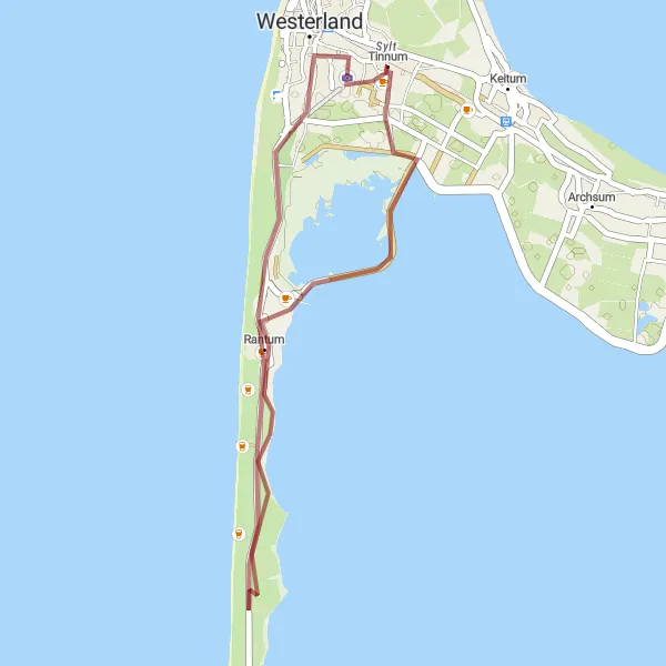 Map miniature of "Tinnum Gravel Loop" cycling inspiration in Schleswig-Holstein, Germany. Generated by Tarmacs.app cycling route planner