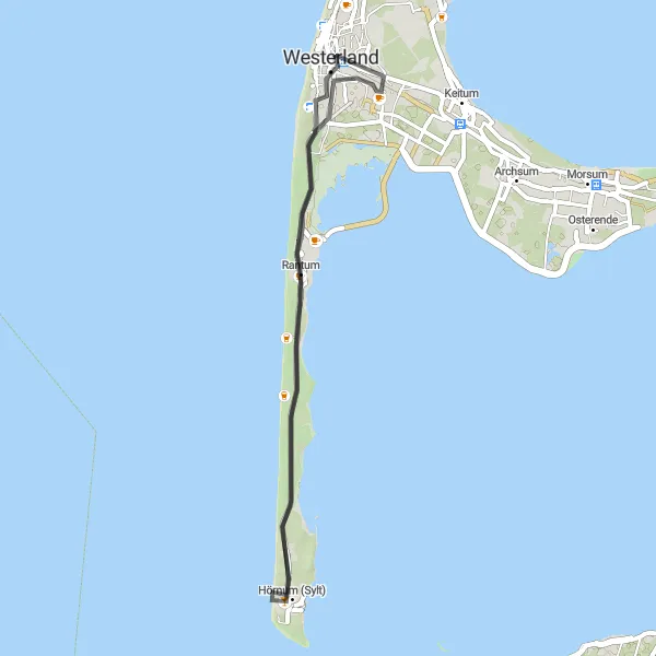 Map miniature of "Rantum Coastal Ride" cycling inspiration in Schleswig-Holstein, Germany. Generated by Tarmacs.app cycling route planner