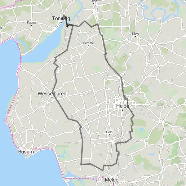 Karten-Miniaturansicht der Radinspiration "Epenwöhrden-Runde" in Schleswig-Holstein, Germany. Erstellt vom Tarmacs.app-Routenplaner für Radtouren