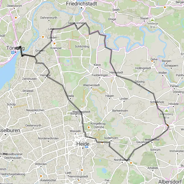 Map miniature of "Countryside Delight" cycling inspiration in Schleswig-Holstein, Germany. Generated by Tarmacs.app cycling route planner