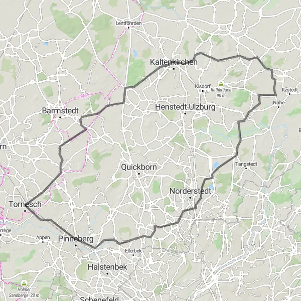 Map miniature of "The Ellerhoop Adventure" cycling inspiration in Schleswig-Holstein, Germany. Generated by Tarmacs.app cycling route planner