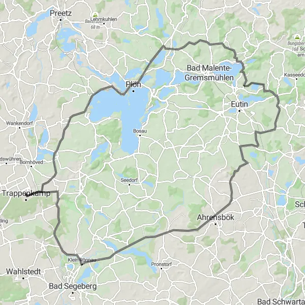 Map miniature of "The Plön Loop" cycling inspiration in Schleswig-Holstein, Germany. Generated by Tarmacs.app cycling route planner