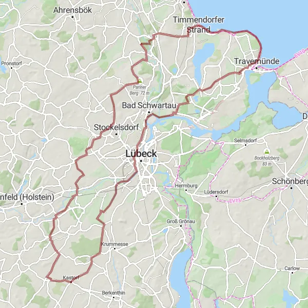 Map miniature of "Sea and Hills" cycling inspiration in Schleswig-Holstein, Germany. Generated by Tarmacs.app cycling route planner