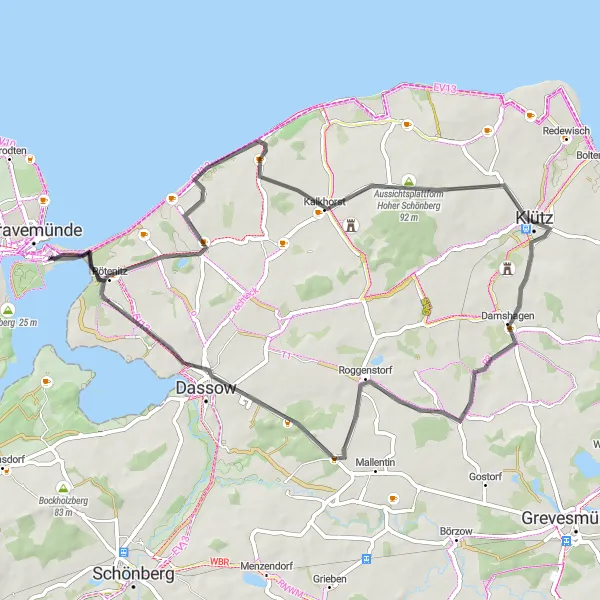 Karten-Miniaturansicht der Radinspiration "Tour entlang der Küste" in Schleswig-Holstein, Germany. Erstellt vom Tarmacs.app-Routenplaner für Radtouren