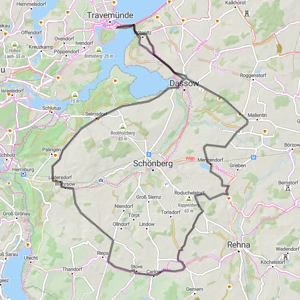 Map miniature of "Countryside Delights" cycling inspiration in Schleswig-Holstein, Germany. Generated by Tarmacs.app cycling route planner