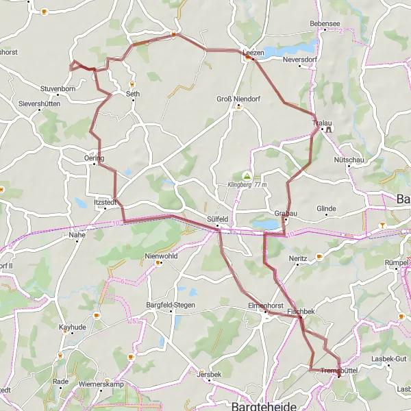 Map miniature of "Exploring Gravel Paths" cycling inspiration in Schleswig-Holstein, Germany. Generated by Tarmacs.app cycling route planner