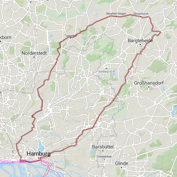 Karten-Miniaturansicht der Radinspiration "Rundfahrt durch Hamburg und Schleswig-Holstein" in Schleswig-Holstein, Germany. Erstellt vom Tarmacs.app-Routenplaner für Radtouren