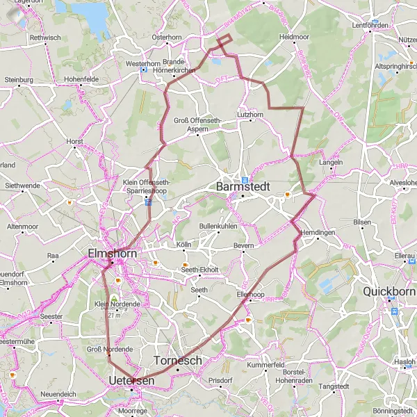 Map miniature of "Scenic Gravel Ride through Uetersen and Tornesch" cycling inspiration in Schleswig-Holstein, Germany. Generated by Tarmacs.app cycling route planner