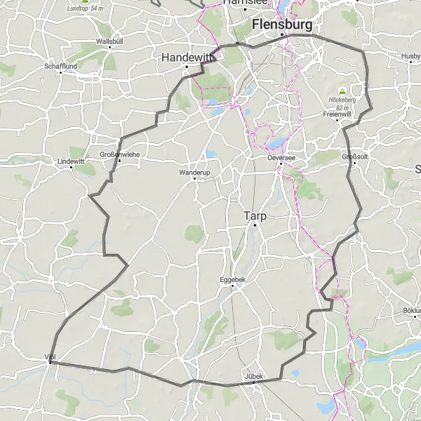 Map miniature of "Großenwiehe Loop" cycling inspiration in Schleswig-Holstein, Germany. Generated by Tarmacs.app cycling route planner