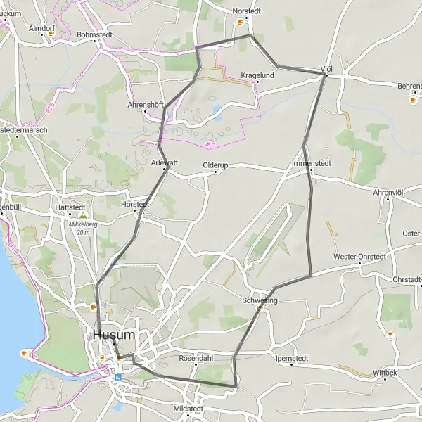 Map miniature of "Immenstedt Exploration" cycling inspiration in Schleswig-Holstein, Germany. Generated by Tarmacs.app cycling route planner