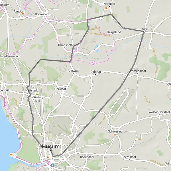 Karten-Miniaturansicht der Radinspiration "Küstenfahrt durch Nordfriesland" in Schleswig-Holstein, Germany. Erstellt vom Tarmacs.app-Routenplaner für Radtouren