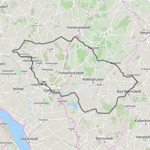 Map miniature of "Christinenthal Adventure" cycling inspiration in Schleswig-Holstein, Germany. Generated by Tarmacs.app cycling route planner