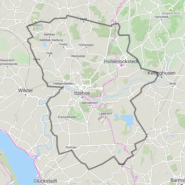 Map miniature of "Nienbüttel Heritage" cycling inspiration in Schleswig-Holstein, Germany. Generated by Tarmacs.app cycling route planner