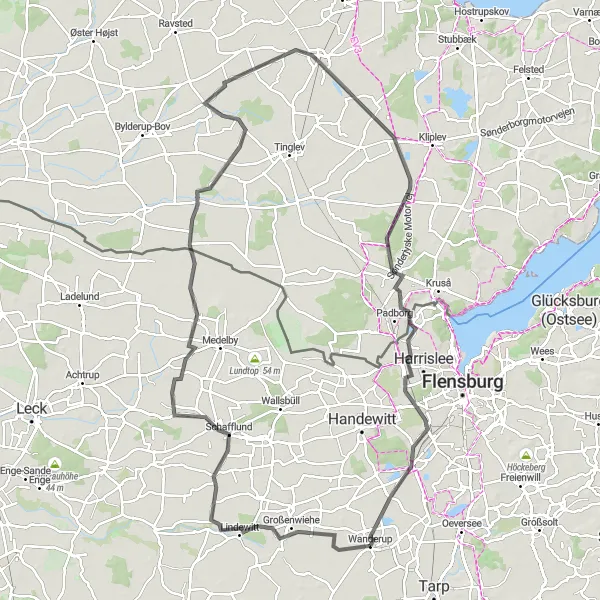 Map miniature of "The Terkelsbøl Tour" cycling inspiration in Schleswig-Holstein, Germany. Generated by Tarmacs.app cycling route planner