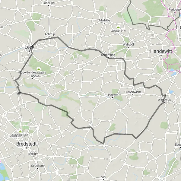 Map miniature of "The Löwenstedt Loop" cycling inspiration in Schleswig-Holstein, Germany. Generated by Tarmacs.app cycling route planner