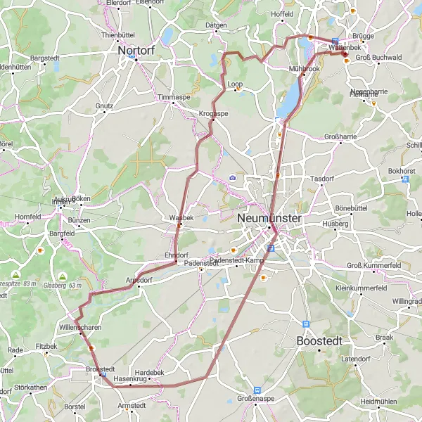 Map miniature of "Circular Gravel Route" cycling inspiration in Schleswig-Holstein, Germany. Generated by Tarmacs.app cycling route planner