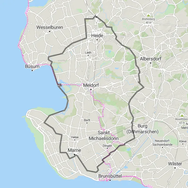 Map miniature of "Friedrichsgabekoog Adventure" cycling inspiration in Schleswig-Holstein, Germany. Generated by Tarmacs.app cycling route planner