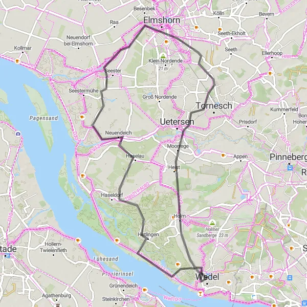 Map miniature of "The Road Explorer" cycling inspiration in Schleswig-Holstein, Germany. Generated by Tarmacs.app cycling route planner