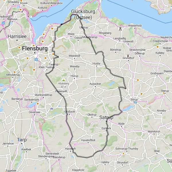 Karten-Miniaturansicht der Radinspiration "Radtour durch Husbyholz und Mürwik" in Schleswig-Holstein, Germany. Erstellt vom Tarmacs.app-Routenplaner für Radtouren