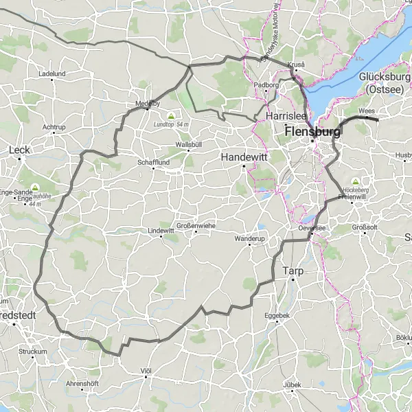 Map miniature of "The Flensburg-Mürwik Loop" cycling inspiration in Schleswig-Holstein, Germany. Generated by Tarmacs.app cycling route planner