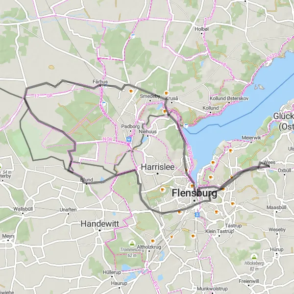 Map miniature of "The Mühlenbekwiese Circuit" cycling inspiration in Schleswig-Holstein, Germany. Generated by Tarmacs.app cycling route planner