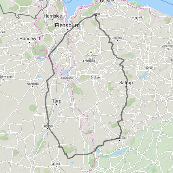 Map miniature of "Spectacular Road Cycling Route Near Wees" cycling inspiration in Schleswig-Holstein, Germany. Generated by Tarmacs.app cycling route planner