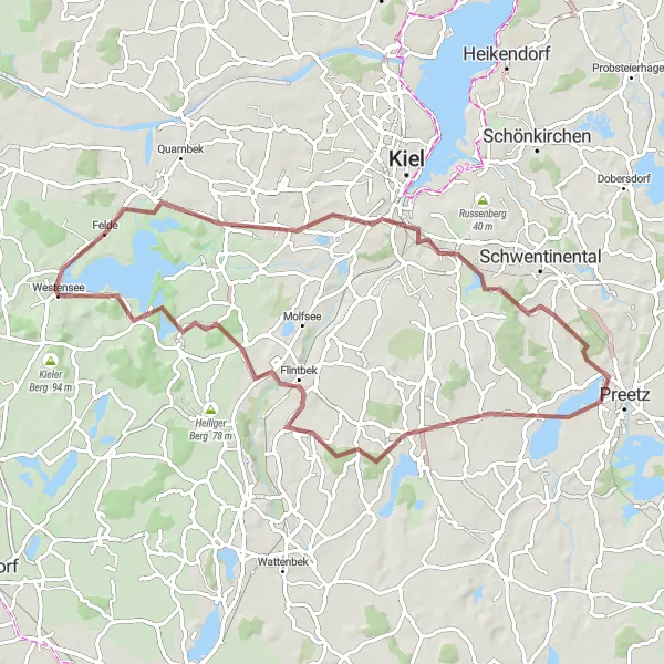 Map miniature of "Holstein Highlights" cycling inspiration in Schleswig-Holstein, Germany. Generated by Tarmacs.app cycling route planner
