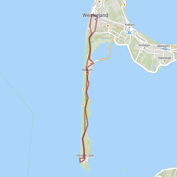 Map miniature of "Exploring the Gravel Paths of Sylt" cycling inspiration in Schleswig-Holstein, Germany. Generated by Tarmacs.app cycling route planner