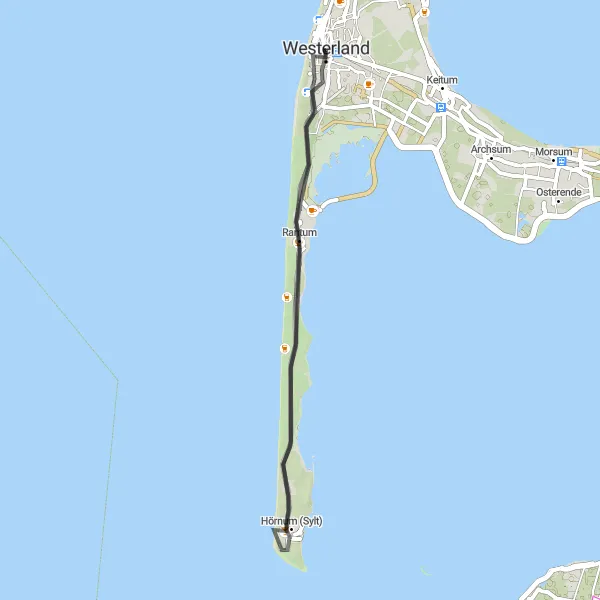 Map miniature of "Discovering Sylt by Road Bike" cycling inspiration in Schleswig-Holstein, Germany. Generated by Tarmacs.app cycling route planner