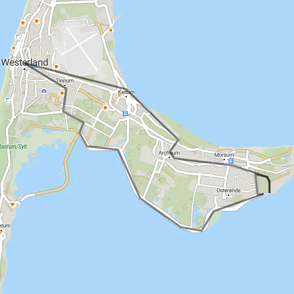 Karten-Miniaturansicht der Radinspiration "Sylt Westumrundung" in Schleswig-Holstein, Germany. Erstellt vom Tarmacs.app-Routenplaner für Radtouren