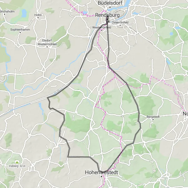 Map miniature of "Jevenstedt to Todenbüttel Loop" cycling inspiration in Schleswig-Holstein, Germany. Generated by Tarmacs.app cycling route planner