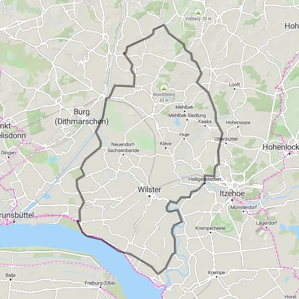 Map miniature of "Brokdorf Adventure" cycling inspiration in Schleswig-Holstein, Germany. Generated by Tarmacs.app cycling route planner