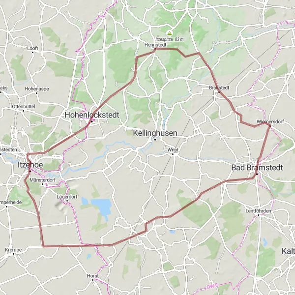 Map miniature of "Discovering Neuenbrook" cycling inspiration in Schleswig-Holstein, Germany. Generated by Tarmacs.app cycling route planner