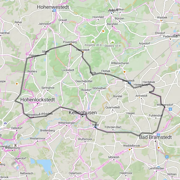 Map miniature of "Rolling Hills and Serene Moors" cycling inspiration in Schleswig-Holstein, Germany. Generated by Tarmacs.app cycling route planner