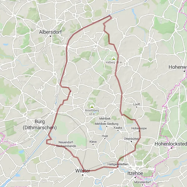 Map miniature of "Gravel Adventure" cycling inspiration in Schleswig-Holstein, Germany. Generated by Tarmacs.app cycling route planner