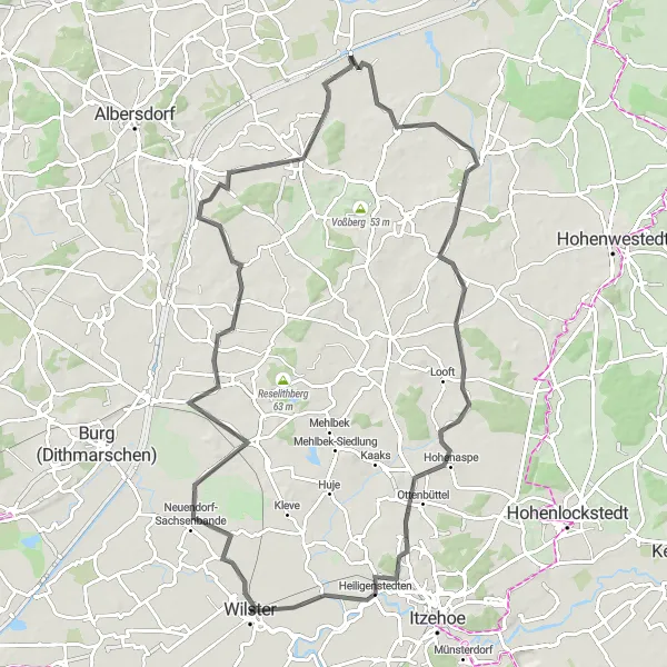 Map miniature of "The Hidden Treasures" cycling inspiration in Schleswig-Holstein, Germany. Generated by Tarmacs.app cycling route planner